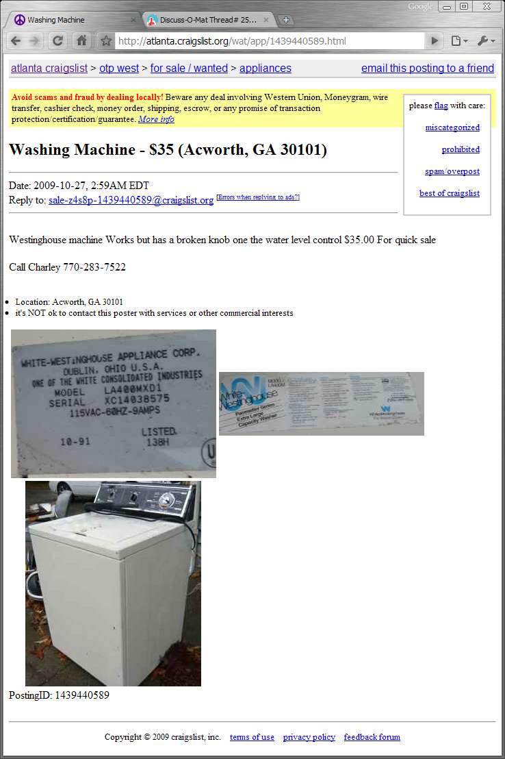 WCI Westinghouse Washer in Atlanta